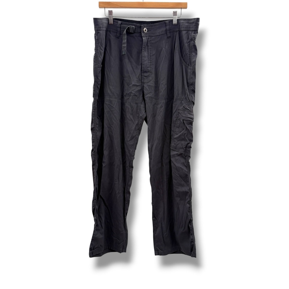 prAna Zion Cargo Hiking Pants Mens Large 30L Gray Stretch Trail Built-In Belt